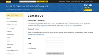 Contact Us - UCSB Office of Financial Aid and Scholarships