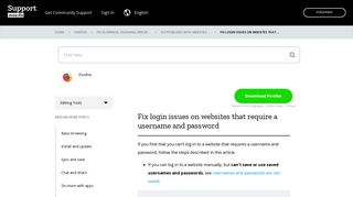 Fix login issues on websites that require a username ... - Mozilla Support