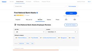 Working at First National Bank Alaska: Employee Reviews | Indeed.com