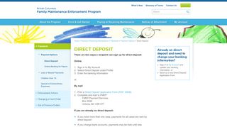 Direct Deposit – BC FMEP