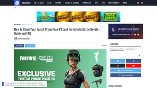 How to Claim Your Twitch Prime Pack #2 Loot for Fortnite Battle Royale