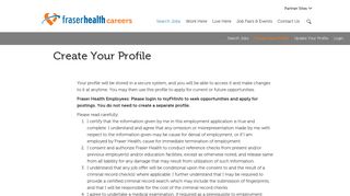 Create Your Profile - Fraser Health - Careers