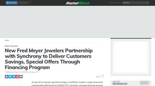 New Fred Meyer Jewelers Partnership with Synchrony ... - MarketWatch