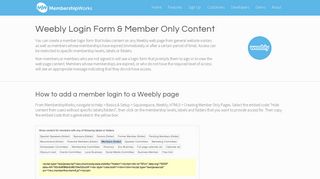 Weebly Login Form & Member Only Content - MembershipWorks