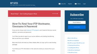How To Find Your FTP Hostname, Username & Password - WP SITES