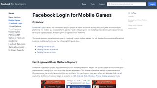 Facebook Login - Games - Facebook for Developers