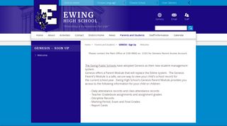 GENESIS - Sign Up / Welcome - The Ewing Public Schools