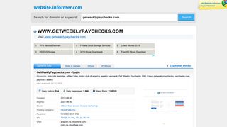 getweeklypaychecks.com at WI. GetWeeklyPaychecks.com - Login