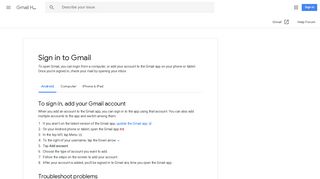 Sign in to Gmail - Android - Gmail Help - Google Support