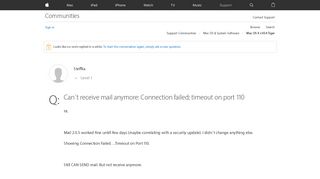 Can´t receive mail anymore: Connection fa… - Apple Community ...