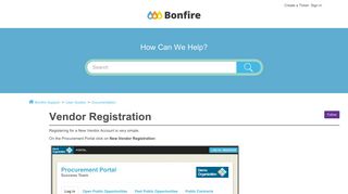 Vendor Registration – Bonfire Support
