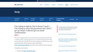 login.gov | I'm trying to sign in, but it doesn't work / I'm trying to reset my ...