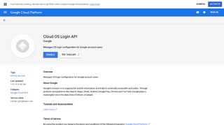 Cloud OS Login API | Marketplace - Google Cloud Platform