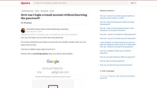 How to login a Gmail account without knowing the password - Quora
