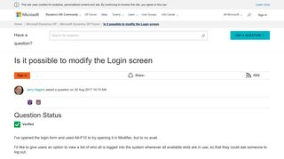 Is it possible to modify the Login screen - Microsoft Dynamics GP ...