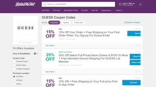 15% Off GUESS Coupon: Promo Codes 2019 - RetailMeNot