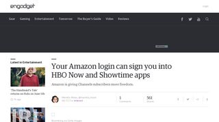 Your Amazon login can sign you into HBO Now and Showtime apps