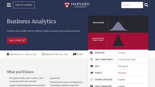 HBX Business Analytics | Harvard Online Learning Portal