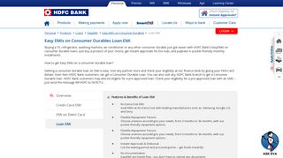 Easy EMIs on Consumer Durables Loan EMI - HDFC Bank