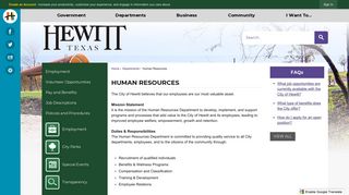 Human Resources | Hewitt, TX - Official Website - City of Hewitt