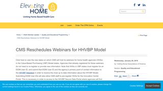 CMS Reschedules Webinars for HHVBP Model - ElevatingHOME