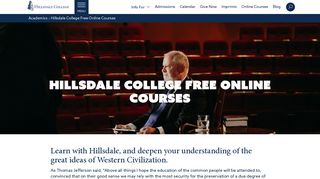 Hillsdale College Free Online Courses - Hillsdale College