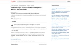How to login to Facebook without a phone number and password - Quora