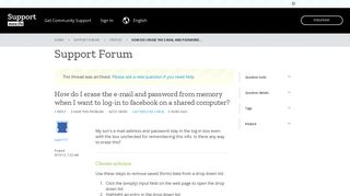 How do I erase the e-mail and password from memory when I want to ...