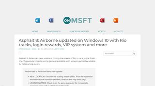 Asphalt 8: Airborne updated on Windows 10 with Rio tracks, login ...
