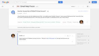 How Do I Access My ALTERNATE Gmail Account? - Google Product Forums