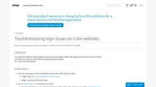 Troubleshooting login issues on Citrix websites - Support & Services