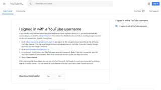 I signed in with a YouTube username - YouTube Help - Google Support