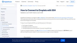 How to Connect to Droplets with SSH :: DigitalOcean Product ...