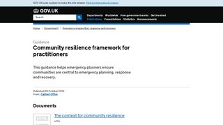 Community resilience framework for practitioners - GOV.UK