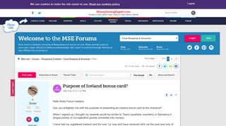 Purpose of Iceland bonus card? - MoneySavingExpert.com Forums