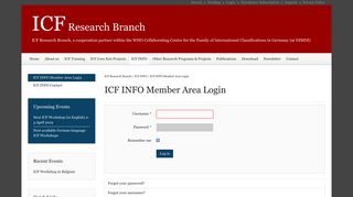 ICF RESEARCH BRANCH - ICF INFO Member Area Login