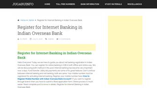 Register for Internet Banking in Indian Overseas Bank - Jugaruinfo