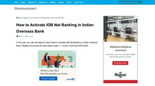How to Activate IOB Net Banking in Indian Overseas Bank