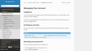 Managing Your Account — Indigo Platform 1.0 documentation