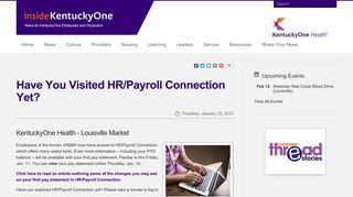 Have You Visited HR/Payroll Connection Yet? - Inside KentuckyOne