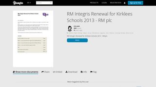 RM Integris Renewal for Kirklees Schools 2013 - RM plc - Yumpu