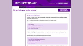 Re-activate your online access - Intelligent Finance