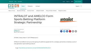 INTRALOT and AMELCO Form Sports Betting Platform Strategic ...