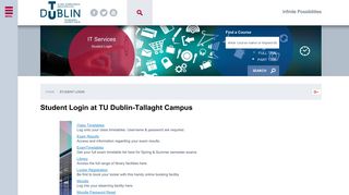 Student Login at TU Dublin-Tallaght Campus