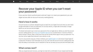 Recover your Apple ID when you can't reset your password - Apple ...
