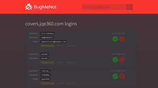 covers.jqe360.com passwords - BugMeNot