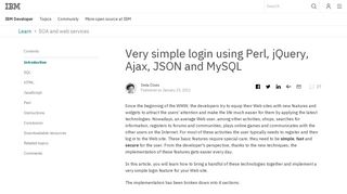 Very simple login using Perl, jQuery, Ajax, JSON and MySQL - IBM