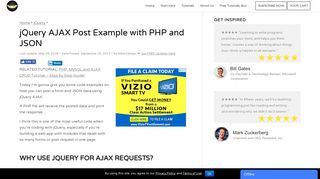 jQuery AJAX Post Example with PHP and JSON - CodeOfANinja