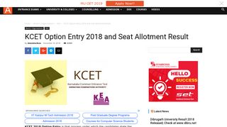 KCET Option Entry 2018 and Seat Allotment Result | AglaSem ...
