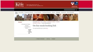 On-line meals booking link — Keble College